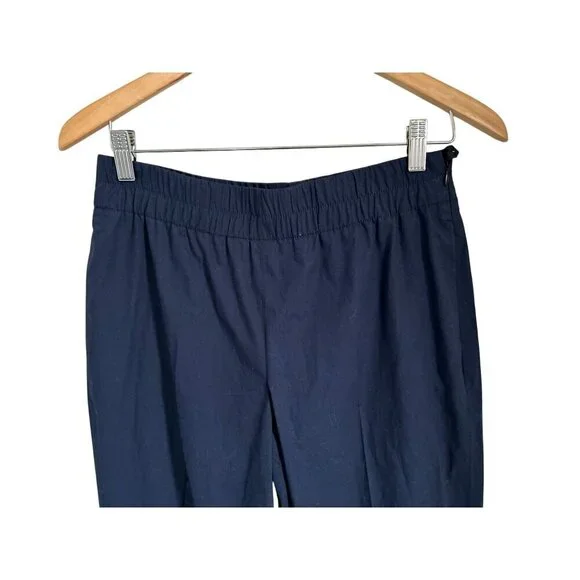 AKRIS PUNTO Ferry Mid-rise Cropped Pants Navy Blue Cotton Cuffed Hem Size 6